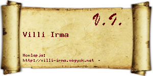 Villi Irma névjegykártya